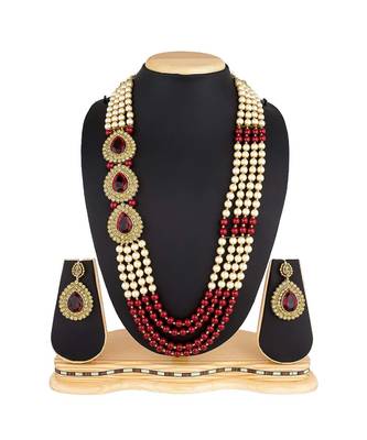 Red Pearl Designer Necklace Sets 1