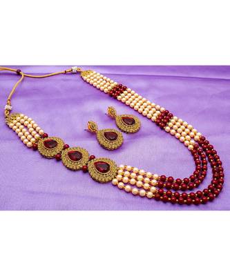 Red Pearl Designer Necklace Sets 2