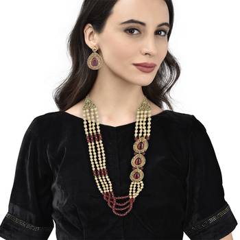 Red Pearl Designer Necklace Sets 3