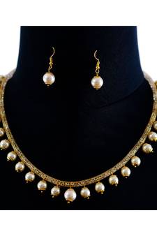 Gold Pearl Necklace Sets