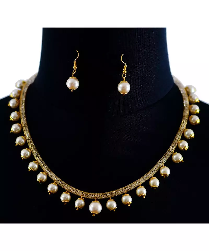 Gold Pearl Necklace Sets