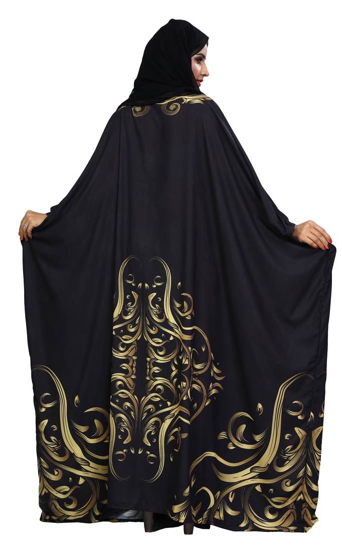 Justkartit Black Color Outdoor Wear Free Size Imported Abaya Burqa For Women With Chiffon Hijab