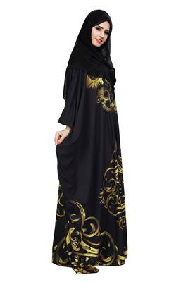 Justkartit Black Color Outdoor Wear Free Size Imported Abaya Burqa For Women With Chiffon Hijab 4