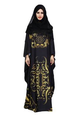 Justkartit Black Color Outdoor Wear Free Size Imported Abaya Burqa For Women With Chiffon Hijab 5
