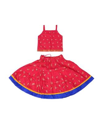 Pink Baby Girls Skirt and Top Self Design Hand Block Print 4