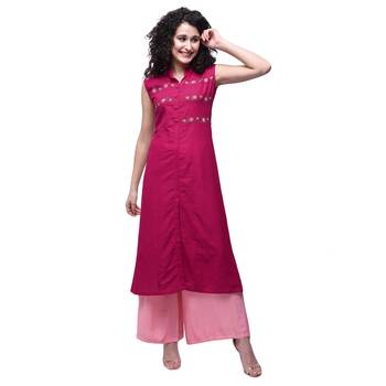 Pink embroidered cotton kurtas-and-kurtis 1