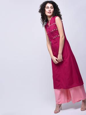 Pink embroidered cotton kurtas-and-kurtis 2
