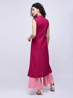 Pink embroidered cotton kurtas-and-kurtis 4