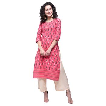 Peach printed cotton kurtas-and-kurtis 1