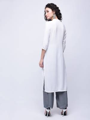 White embroidered rayon kurtas-and-kurtis 4
