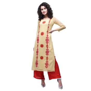 Beige embroidered georgette kurtas-and-kurtis 1