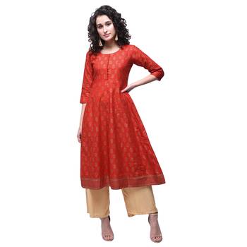 Red printed cotton kurtas-and-kurtis 1