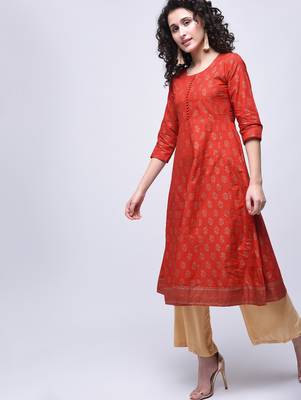 Red printed cotton kurtas-and-kurtis 2
