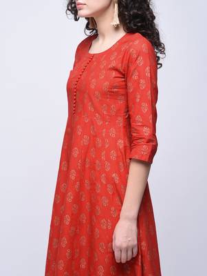 Red printed cotton kurtas-and-kurtis 3