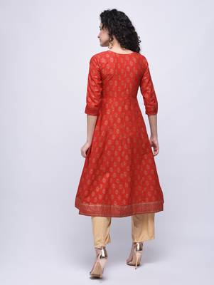 Red printed cotton kurtas-and-kurtis 4