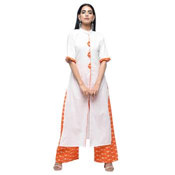 Off-white plain cotton kurtas-and-kurtis 1