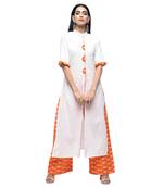 Off-white plain cotton kurtas-and-kurtis