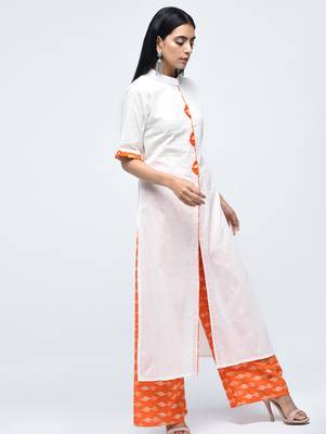 Off-white plain cotton kurtas-and-kurtis 2