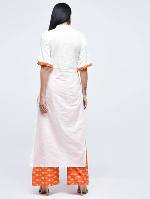 Off-white plain cotton kurtas-and-kurtis 4