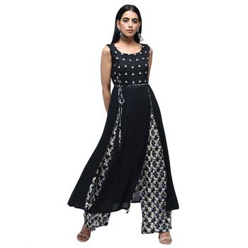 Black embroidered rayon kurtas-and-kurtis 1