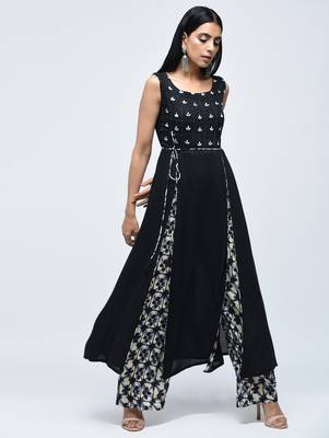 Black embroidered rayon kurtas-and-kurtis 2