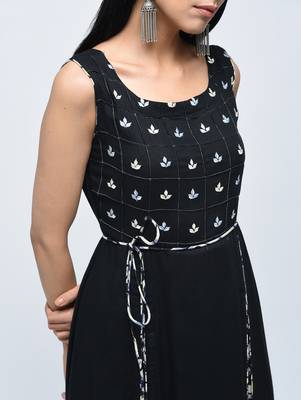 Black embroidered rayon kurtas-and-kurtis 3