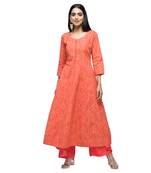 Red printed cotton kurtas-and-kurtis