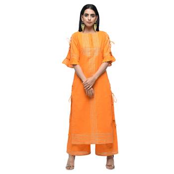 Yellow plain cotton kurtas-and-kurtis 1