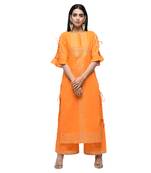 Yellow plain cotton kurtas-and-kurtis