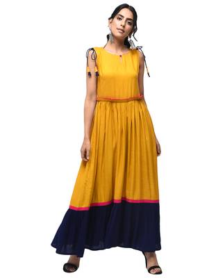 Yellow plain rayon kurtas-and-kurtis 1