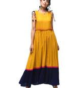 Yellow plain rayon kurtas-and-kurtis