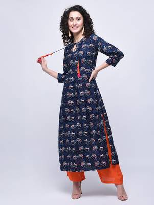 Multicolor printed rayon kurtas-and-kurtis 2