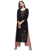 Black embroidered cotton kurtas-and-kurtis