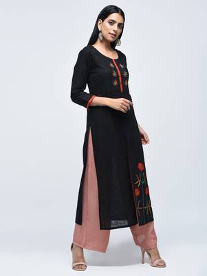 Black embroidered cotton kurtas-and-kurtis 2