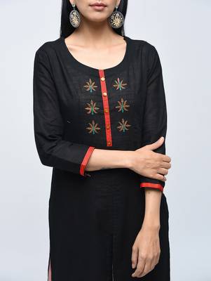 Black embroidered cotton kurtas-and-kurtis 3