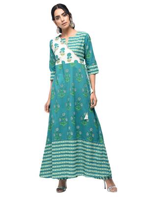 Multicolor printed cotton kurtas-and-kurtis 1