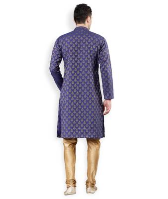 Svanik Dark blue Woven Design Brocade Straight Kurta 3