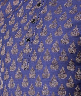 Svanik Dark blue Woven Design Brocade Straight Kurta 5