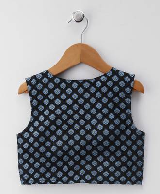 Blue printed polyester boys kurta pyjama 5