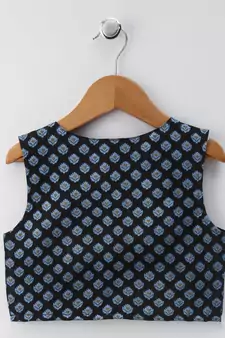 Blue printed polyester boys kurta pyjama