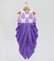 Purple printed polyester kids jumpsuit