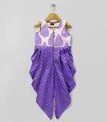 Purple printed polyester kids jumpsuit