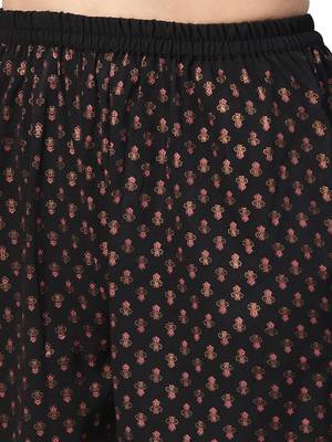Black printed crepe party wear kurta with pant 3