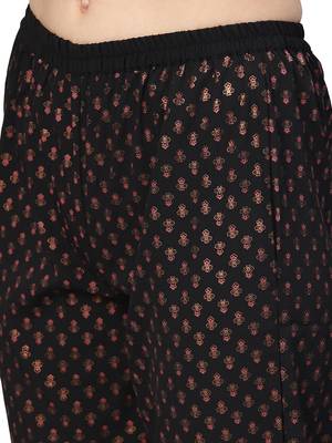 Black printed crepe party wea kurta with pant 3