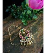 Beautiful Gold Plated Kempu And Kundans Maang Tikka