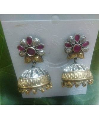 Oxidised Silver Plated Kempu Jhumkas 1