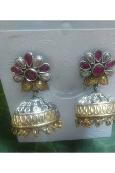 Oxidised Silver Plated Kempu Jhumkas