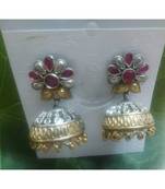 Oxidised Silver Plated Kempu Jhumkas