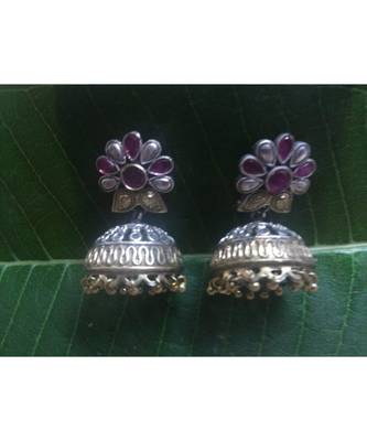 Oxidised Silver Plated Kempu Jhumkas 2