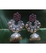 Oxidised Silver Plated Kempu Jhumkas
